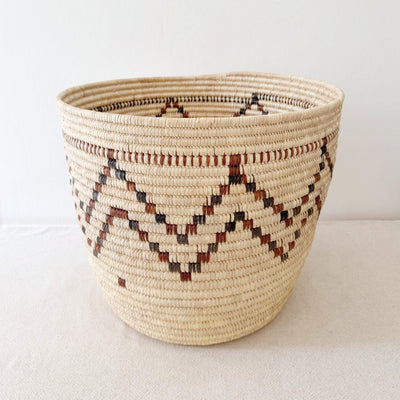 22.5" Turkana Palm Storage Basket: Brown & Black ZigZag - Amsha