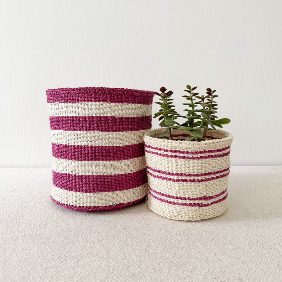 Storage Plant Basket: Berry Stripe