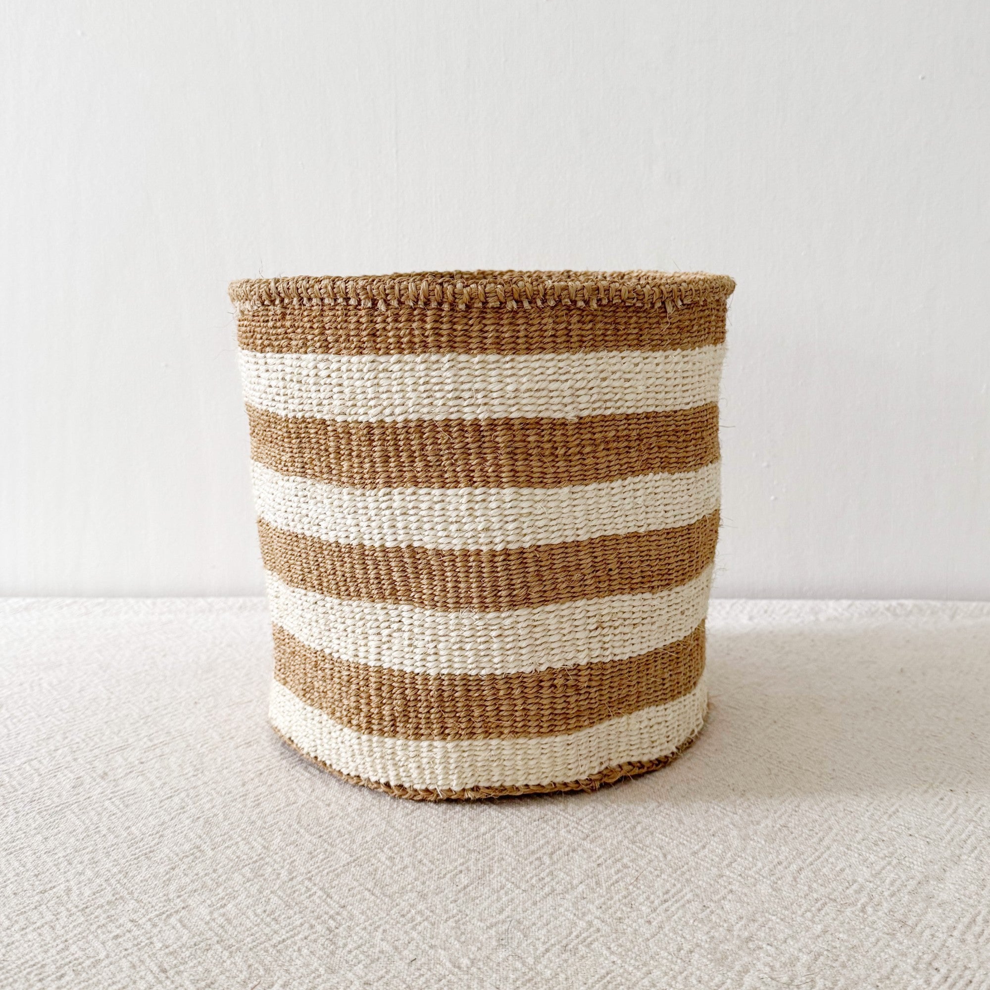 Storage Plant Basket: Khaki Stripe