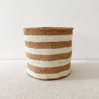 Storage Plant Basket: Khaki Stripe