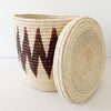 19" Lidded Palm Basket- Brown ZigZag