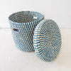 Lidded Palm Basket- Blue Mix