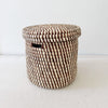 Lidded Palm Basket- Brown Mix