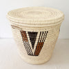 22" Lidded Palm Basket- Neutral V