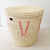 21" Lidded Palm Basket- Pink V