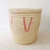 21" Lidded Palm Basket- Pink V