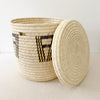 18" Lidded Palm Basket- Yellow