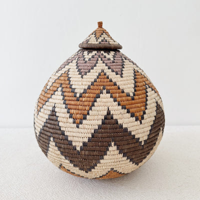 Lidded Zulu Basket #F007
