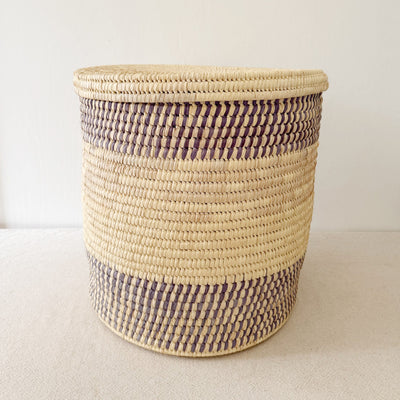 19.5" Lidded Palm Basket- Lavender