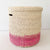 19" Lidded Palm Hamper Basket: Pink