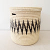 18" Lidded Palm Storage Basket- Black ZigZag