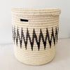 18" Lidded Palm Storage Basket- Black ZigZag