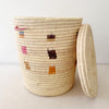 20" Lidded Palm Storage Basket- Multicolor