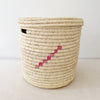 17" Lidded Palm Hamper Basket: Pink