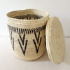 17.5" Lidded Palm Basket- Black Vee