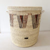 22" Lidded Palm Basket: Black & Brown