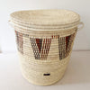 22" Lidded Palm Basket: Black & Brown