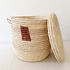 18.5" Lidded Palm Basket- Brown Rectangle