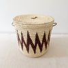 13.5" Lidded Palm Basket- Zig Zag