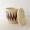 13.5" Lidded Palm Basket- Zig Zag