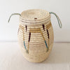 20" Lidded Palm Basket: Turquoise