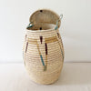 20" Lidded Palm Basket: Turquoise