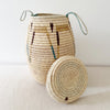 20" Lidded Palm Basket: Turquoise