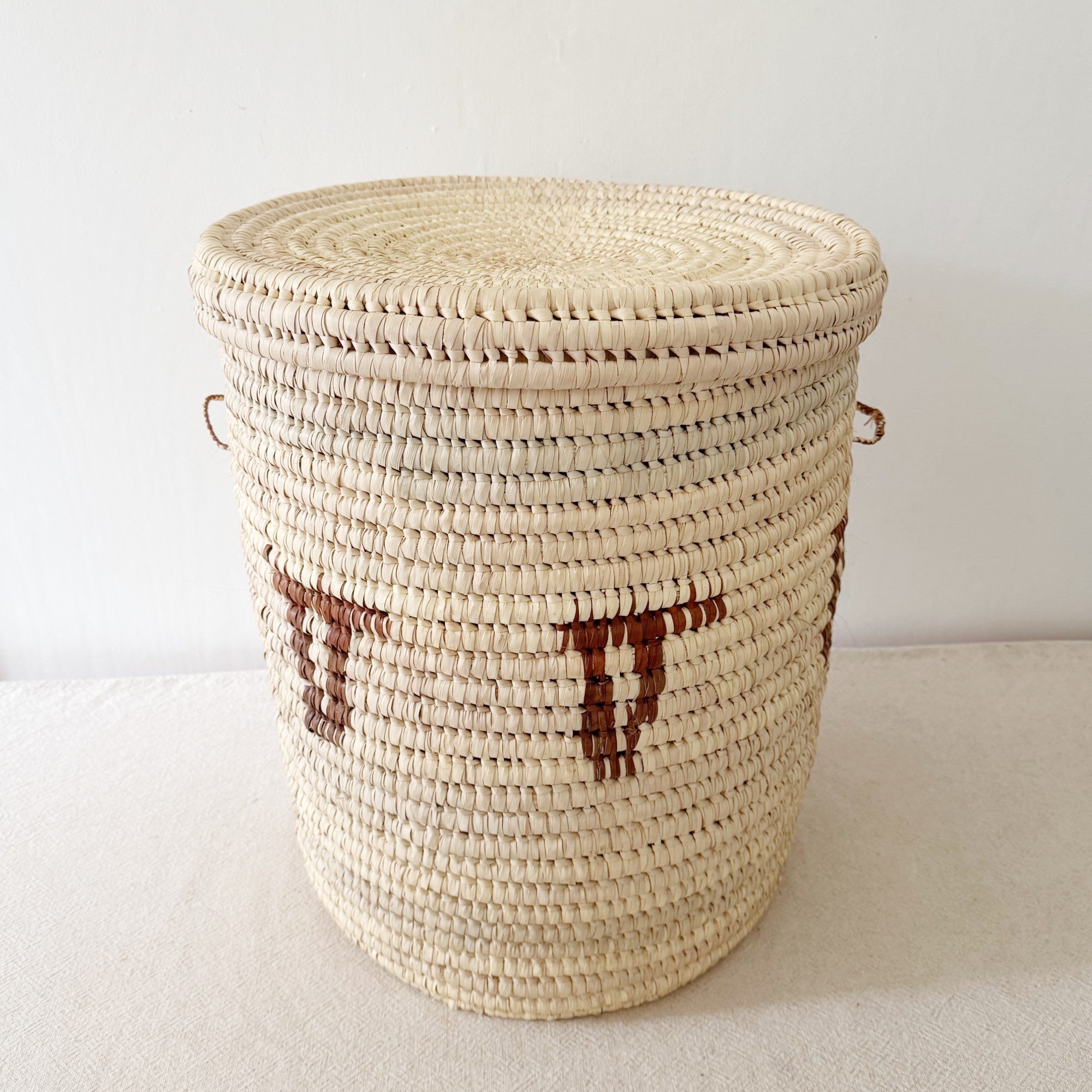 21" Turkana Palm Storage Basket: Brown Triangle
