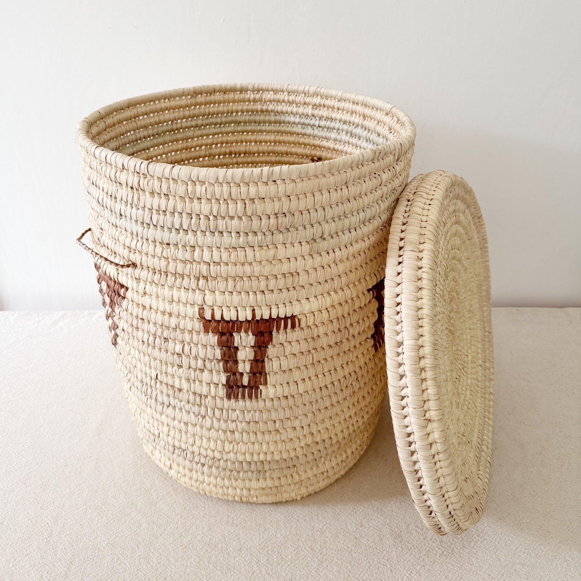 21" Turkana Palm Storage Basket: Brown Triangle