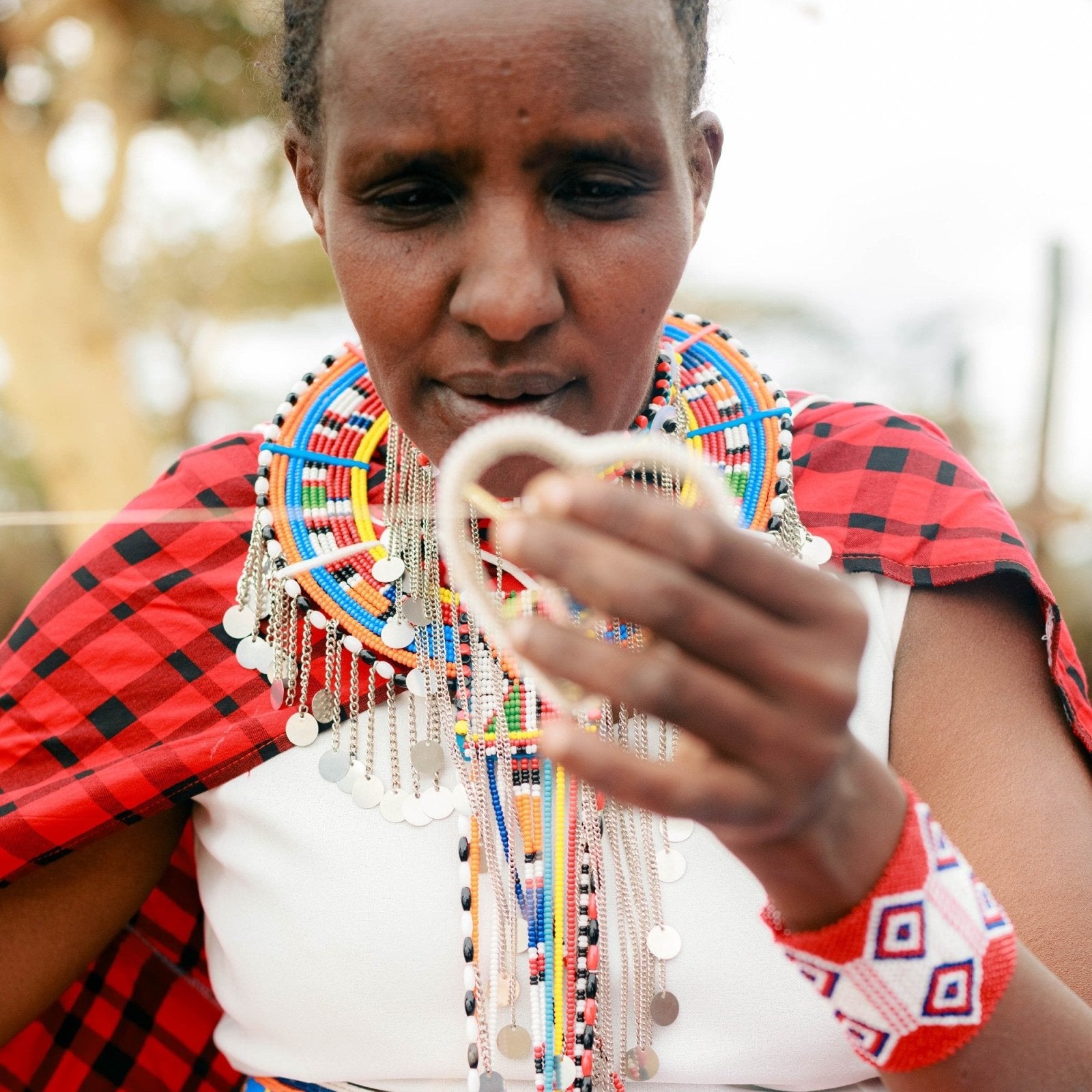 Colorful Beaded Heart Ornament - Amsha