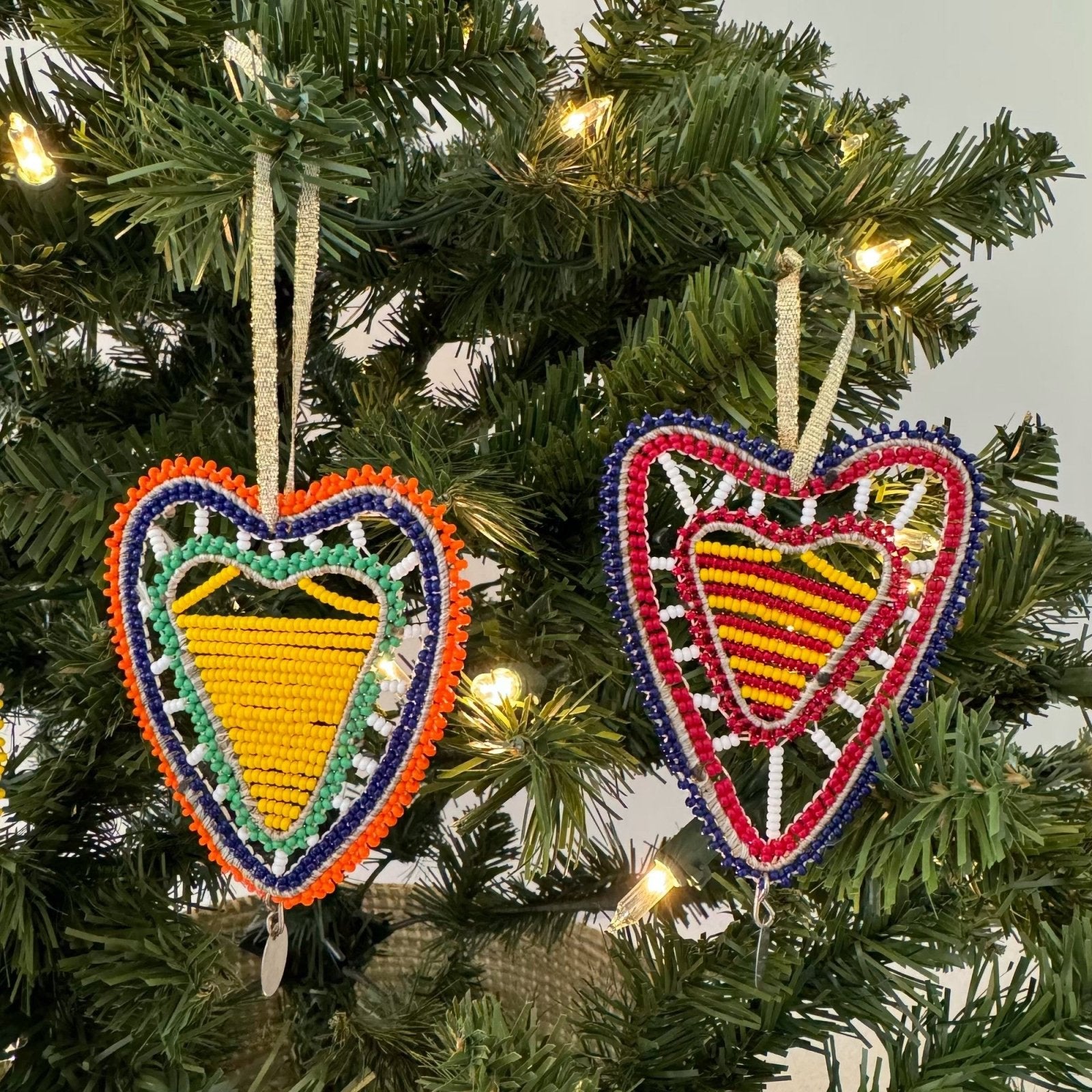 Colorful Beaded Heart Ornament - Amsha
