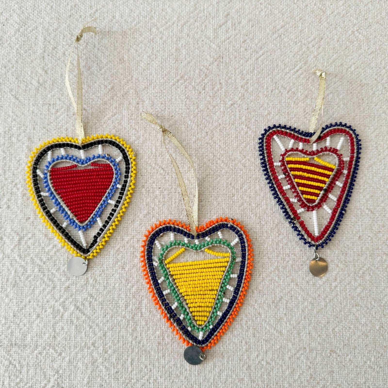 Colorful Beaded Heart Ornament - Amsha