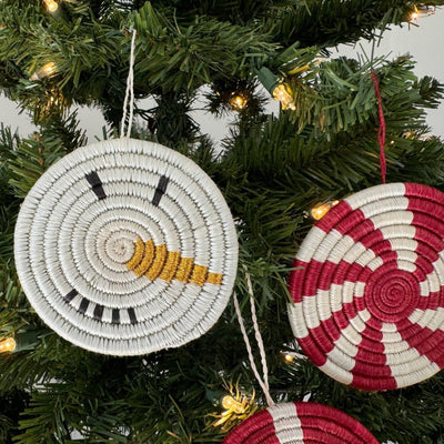 Holiday Ornament Set of 3: Snowman, Santa, Peppermint - Amsha