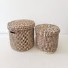 Lidded Palm Basket - Brown Mix - Amsha