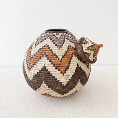 Lidded Zulu Basket F007 - Amsha