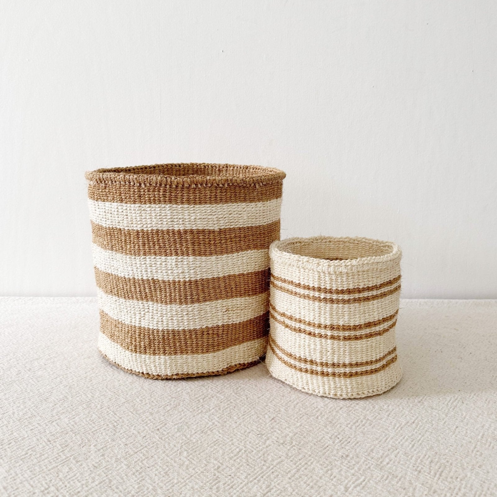 Storage Plant Basket: Khaki Stripe - Amsha