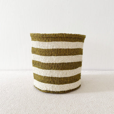 Storage Plant Basket: Olive Stripe - Amsha