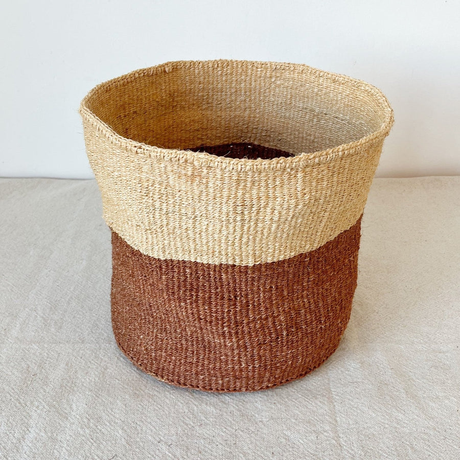 12" Storage Plant Basket: Rust Stripe - Amsha