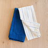 Hand-Loomed Cotton Kitchen Towels, Set of 2: Blue Pinstripe - Amsha