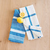 Hand-Loomed Cotton Kitchen Towels, Set of 2: Bright Blue Set - Amsha