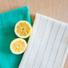 Hand-Loomed Cotton Kitchen Towels, Set of 2: Jade Pinstripes - Amsha