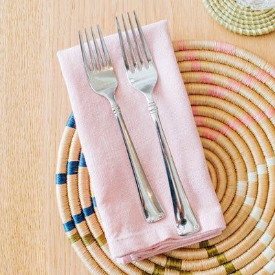 Hand-Loomed Cotton Napkins, Set of 4: Blush - Amsha