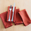 Hand-Loomed Cotton Napkins, Set of 4: Brick - Amsha