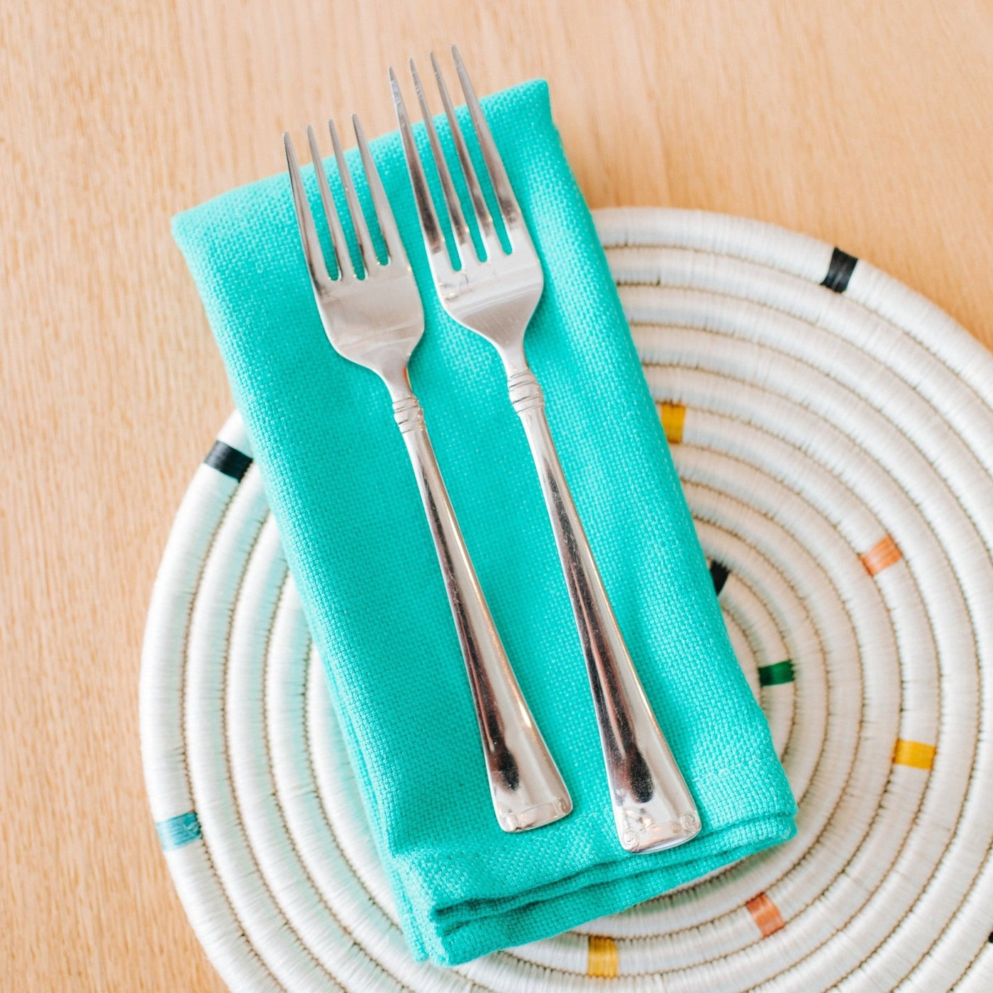 Hand-Loomed Cotton Napkins, Set of 4: Jade