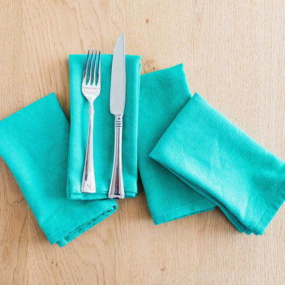 Hand-Loomed Cotton Napkins, Set of 4: Jade - Amsha