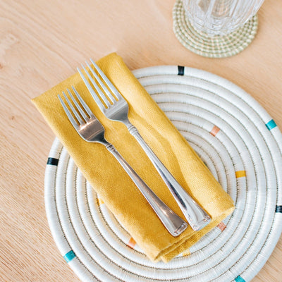Hand-Loomed Cotton Napkins, Set of 4: Mustard - Amsha