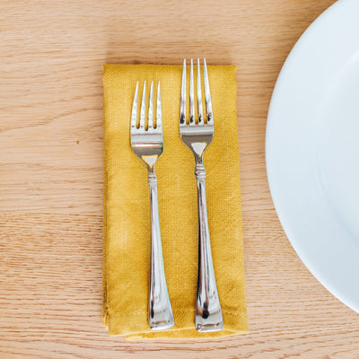 Hand-Loomed Cotton Napkins, Set of 4: Mustard - Amsha