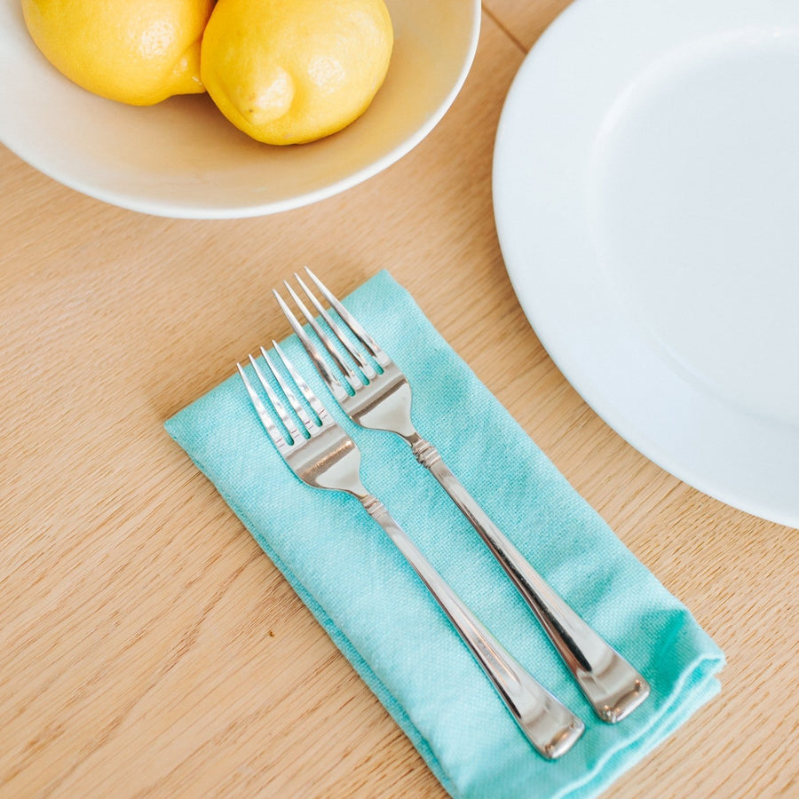 Hand-Loomed Cotton Napkins, Set of 4: Turquoise - Amsha