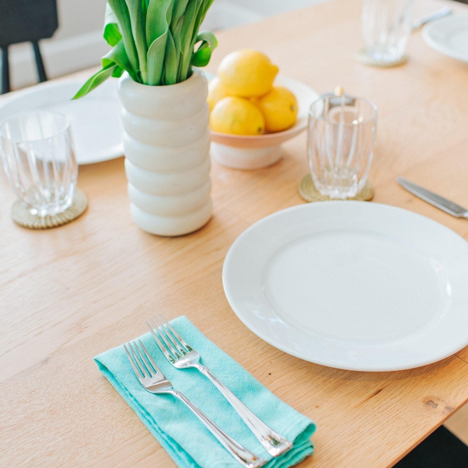 Hand-Loomed Cotton Napkins, Set of 4: Turquoise - Amsha