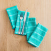 Hand-Loomed Cotton Napkins, Set of 4: Turquoise Stripes - Amsha